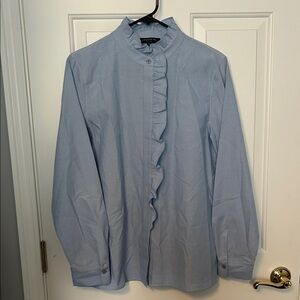 Lafayette 148 New York Light Blue Ruffled Shirt